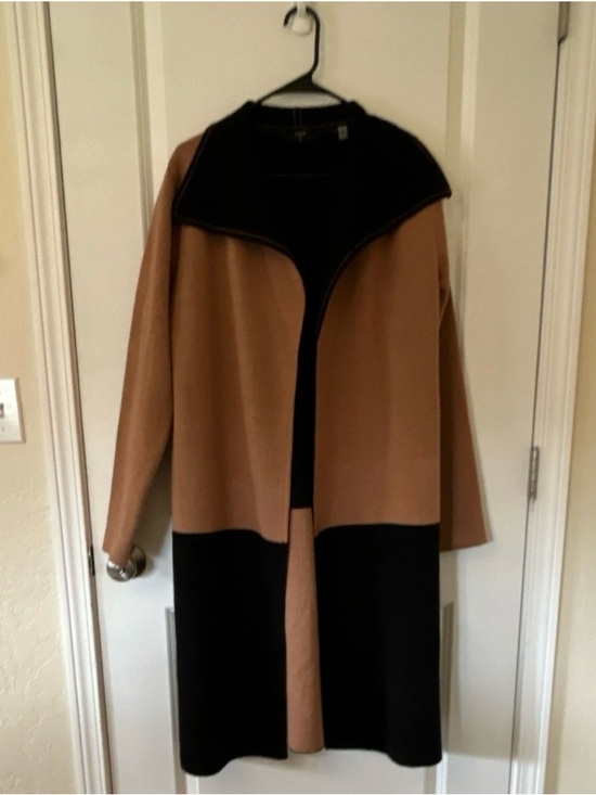 Tahari Jackets & Blazers - Tahari Black Coat with Camel Stitching Detail
